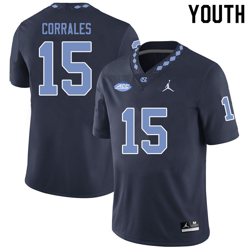 Jordan Brand Youth #15 Beau Corrales North Carolina Tar Heels College Football Jerseys Sale-Black